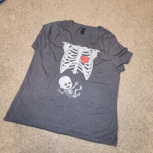 NWOT‎ Gray Baby announcement skeleton tshirt sz XL